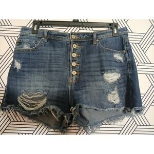 KanKan for Maurices Womens Distressed Button Fly Shorts size 29
